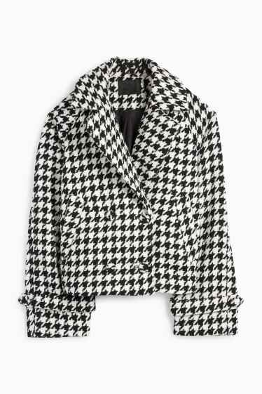 Damen - Jacke - kariert - schwarz / weiß