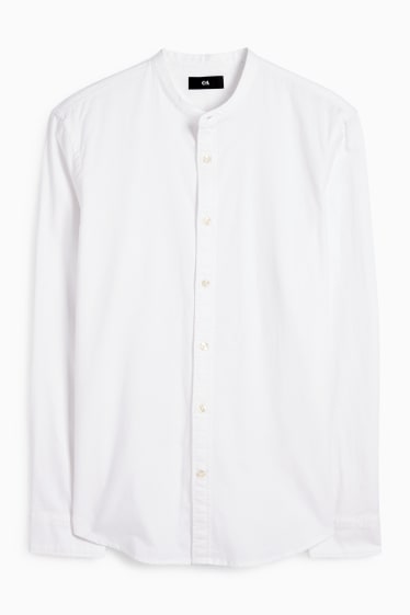 Herren - Hemd - Regular Fit - Stehkragen - weiss