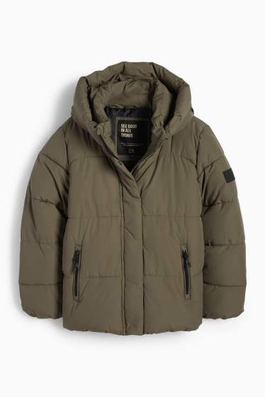 Children Girls - Quilted jacket with hood - green