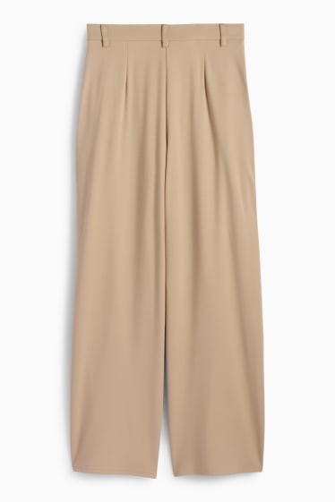 Dona - Pantalons de punt - high waist - wide leg - beix