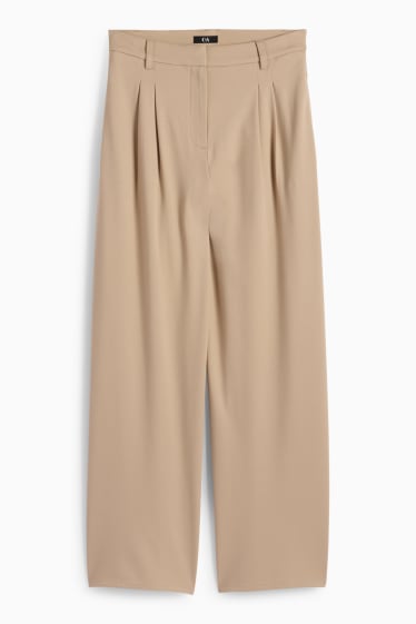 Dona - Pantalons de punt - high waist - wide leg - beix
