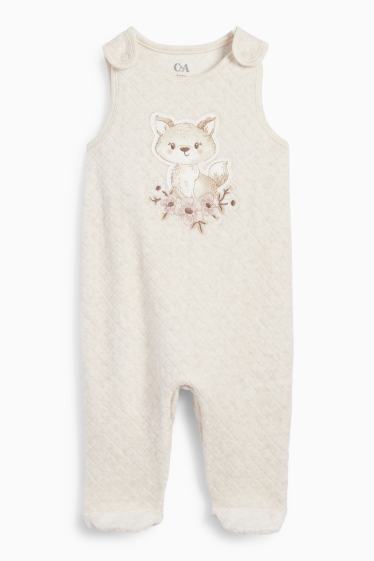 Bébés filles - Renard - ensemble avec grenouillère - 2 pièces - blanc crème