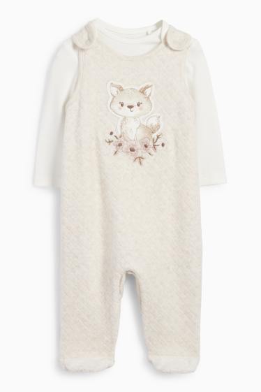 Bébés filles - Renard - ensemble avec grenouillère - 2 pièces - blanc crème