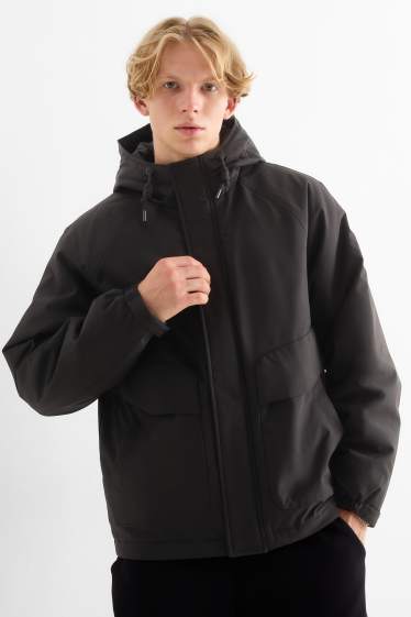 Men - Jacket with hood - lined - black