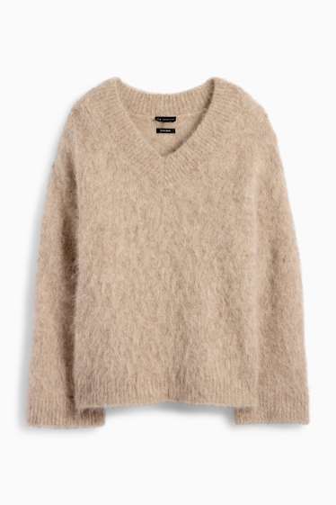 Femmes - Pull - mélange d’alpaga - beige clair