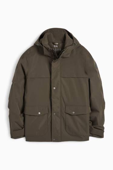 Men - Jacket with hood - lined - waterproof - khaki
