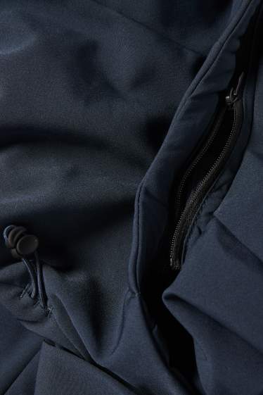 Hommes - Veste à coquille souple avec capuche - finition doublée - finition déperlante - 4 Way Stretch - bleu foncé