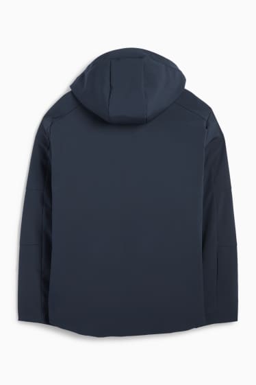 Hommes - Veste à coquille souple avec capuche - finition doublée - finition déperlante - 4 Way Stretch - bleu foncé