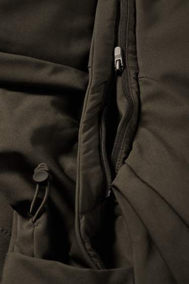 Hommes - Veste à coquille souple avec capuche - finition doublée - finition déperlante - 4 Way Stretch - vert foncé