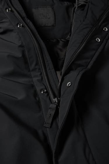 Heren - Parka met capuchon - gevoerd - waterafstotend - zwart