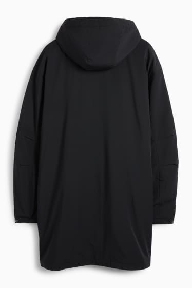 Heren - Parka met capuchon - gevoerd - waterafstotend - zwart