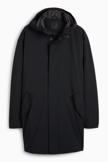 Heren - Parka met capuchon - gevoerd - waterafstotend - zwart