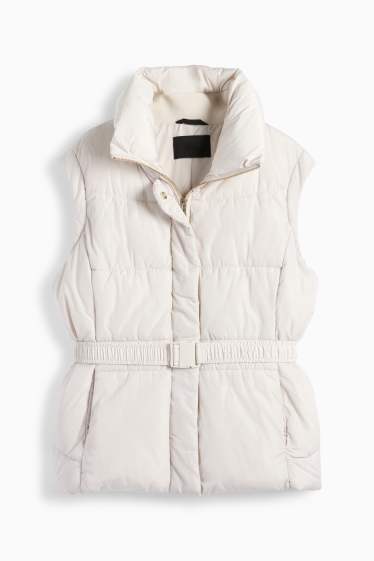 Donna - Gilet trapuntato con cintura - grigio chiaro