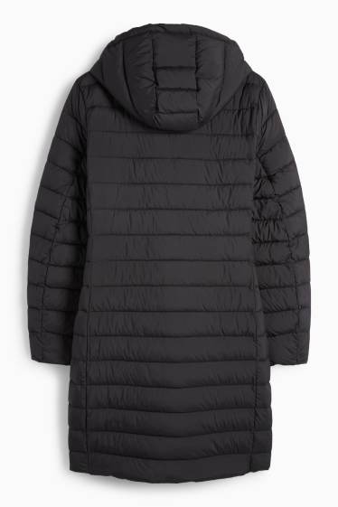 Women - Quilted coat with hood - black