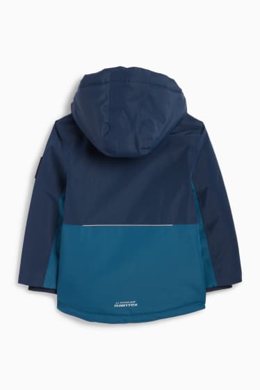 Kinder Buben - Regenjacke mit Kapuze - gefüttert - wasserdicht - dunkelblau