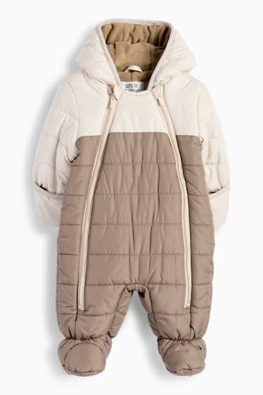 Neonati - Tuta da neve neonati con cappuccio - beige