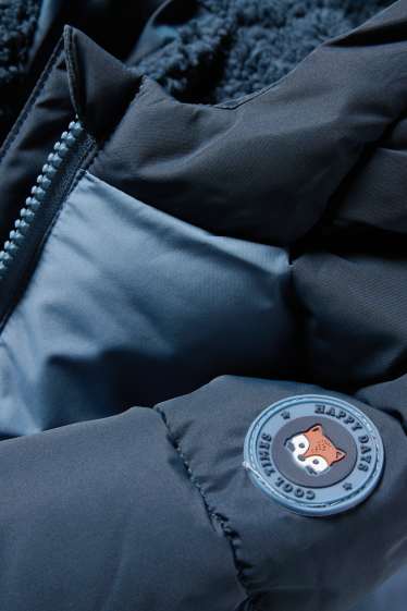 Baby Boys - Quilted baby jacket with hood - dark blue