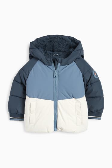 Baby Boys - Quilted baby jacket with hood - dark blue