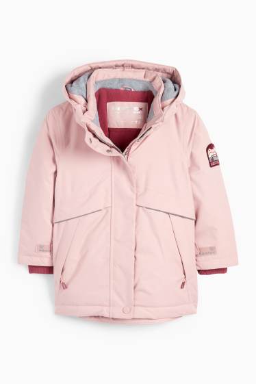 Kinder Mädchen - Regenjacke mit Kapuze - gefüttert - wasserdicht - rosa