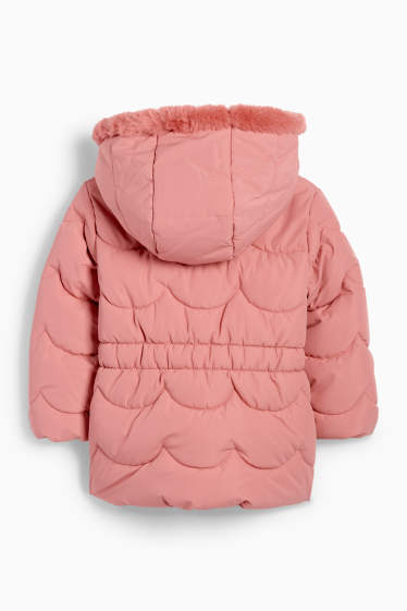 Bébés filles - Nœud - Doudoune pour bébé à capuche - finition déperlante - rose foncé