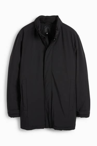 Hommes - Manteau avec capuche - finition doublée - noir