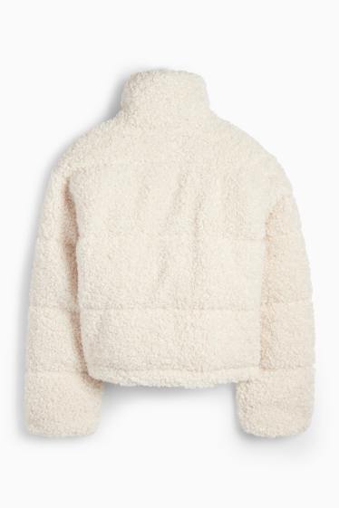 Women - Teddy fur quilted jacket - cremewhite