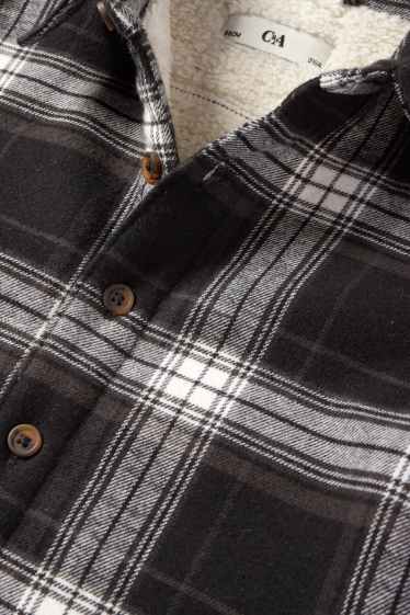 Kinder Jungen - Flanell-Hemdjacke - kariert - schwarz