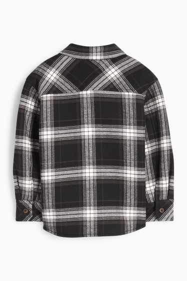 Kinder Jungen - Flanell-Hemdjacke - kariert - schwarz