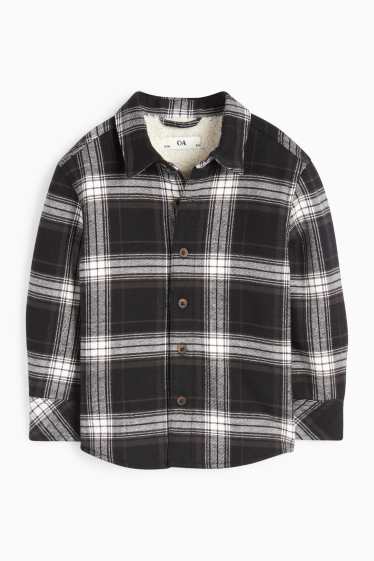 Kinder Jungen - Flanell-Hemdjacke - kariert - schwarz