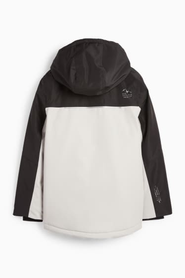 Children Boys - Rain jacket with hood - lined - waterproof - light gray