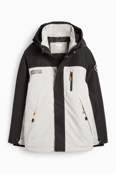Children Boys - Rain jacket with hood - lined - waterproof - light gray