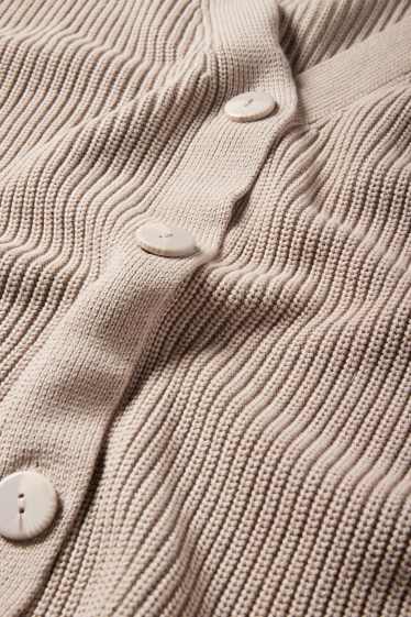 Damen - Strickjacke - gerippt - taupe