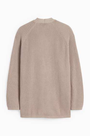 Damen - Strickjacke - gerippt - taupe