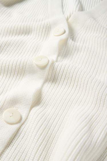 Damen - Strickjacke - gerippt - weiss