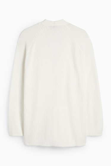 Damen - Strickjacke - gerippt - weiss