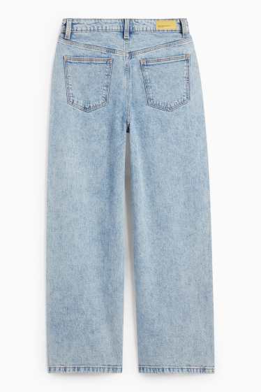Kinderen: meisjes - Ster - wide leg jeans met strass-steentjes - jeanslichtblauw