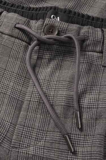 Pánské - Kalhoty chino - tapered fit - kostkované - tmavošedá