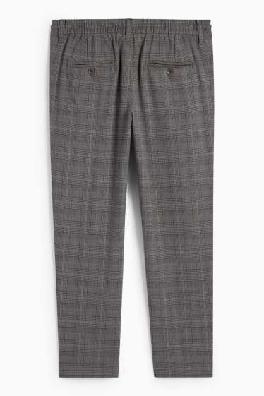 Pánské - Kalhoty chino - tapered fit - kostkované - tmavošedá