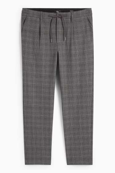 Pánské - Kalhoty chino - tapered fit - kostkované - tmavošedá