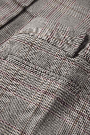 Femei - Pantaloni office - talie înaltă - relaxed fit - în carouri - gri