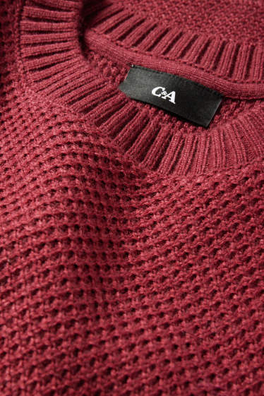 Men - Jumper - textured - dark red