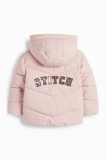 Kinder Mädchen - Lilo & Stitch - Steppjacke mit Kapuze - wasserabweisend - rosa