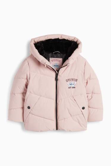 Kinder Mädchen - Lilo & Stitch - Steppjacke mit Kapuze - wasserabweisend - rosa