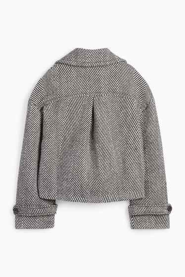 Dames - Jas - met structuur - zwart / wit