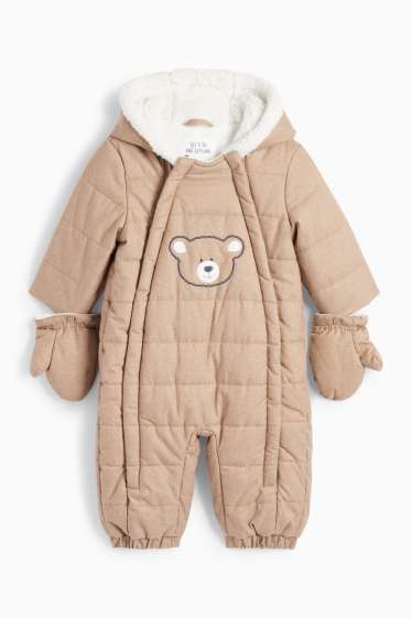 Bébés garçons - Ourson - combinaison de neige pour bébé avec capuche - marron clair