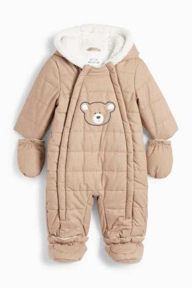 Baby Buben - Bärchen - Baby-Schneeanzug mit Kapuze - hellbraun