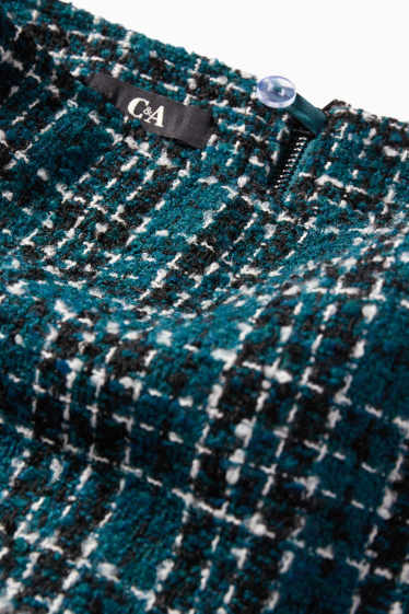 Dona - Minifaldilla de bouclé - de quadres - verd fosc