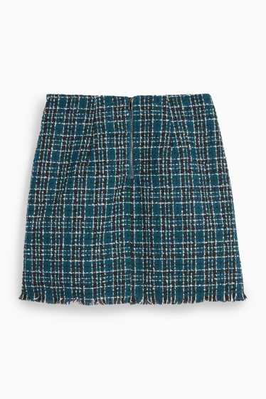Dona - Minifaldilla de bouclé - de quadres - verd fosc