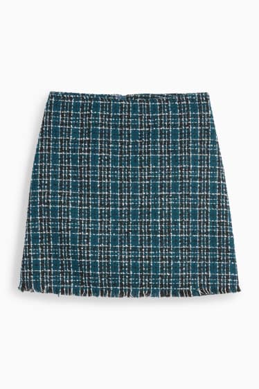 Dona - Minifaldilla de bouclé - de quadres - verd fosc