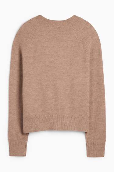 Femei - Cardigan tricotat - maro deschis